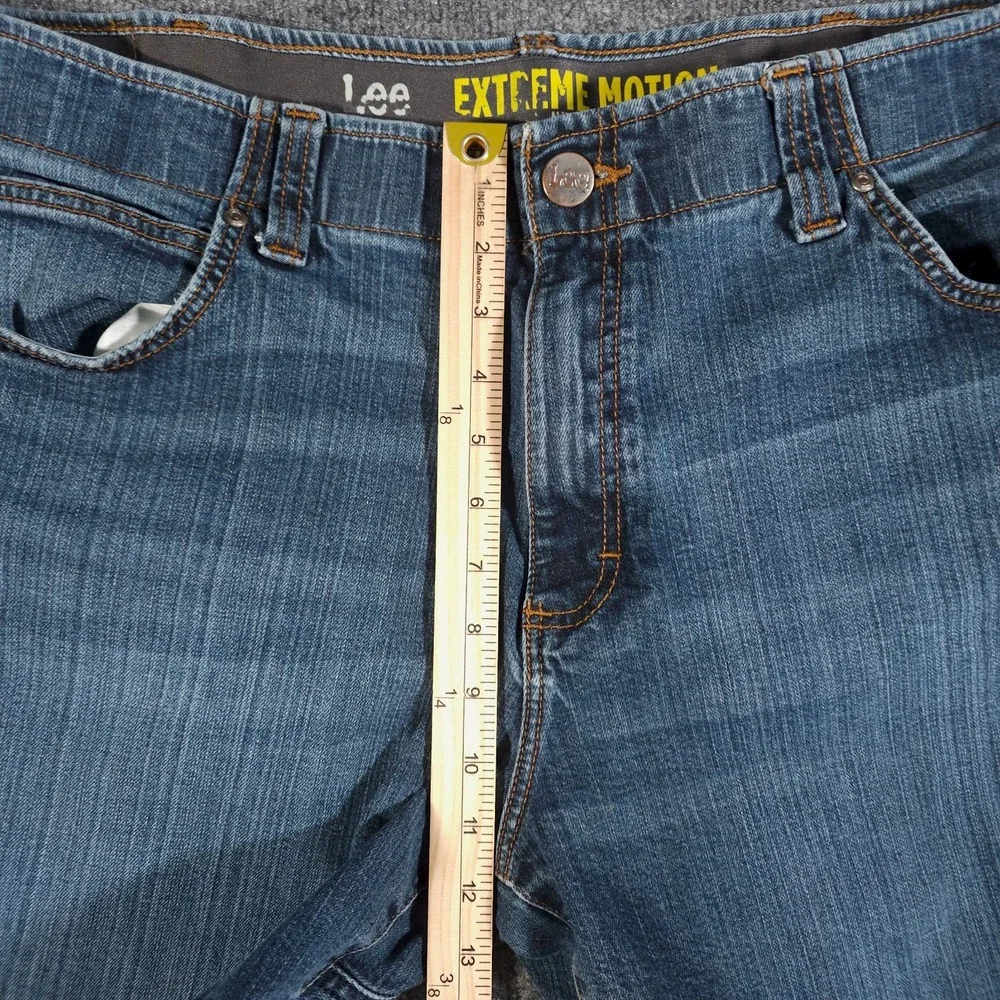 Lee Extreme Motion Jeans Mens‎ 42x27 Blue Denim Straight Fit Tapered Leg Stretch